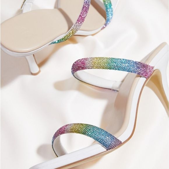 JustFab Shoes - Just Fab Rainbow Rhinestone High heels Size 8 Shoes